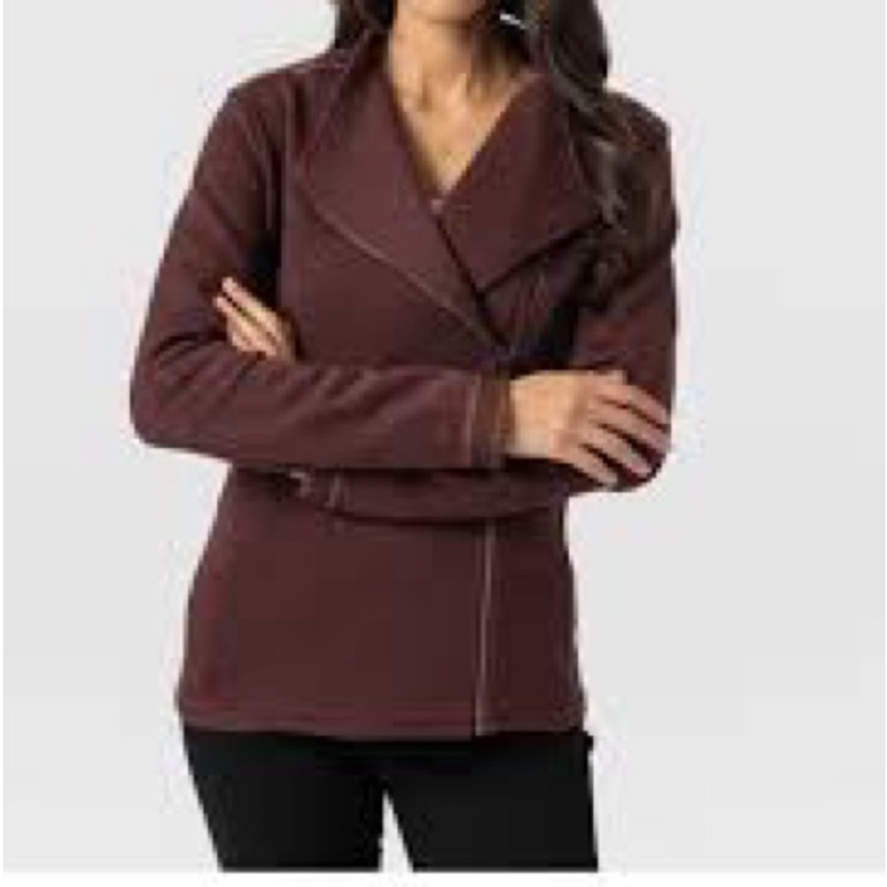 NWT Saint + Sophia Maroon Biker Jacket with Bronze Strip Size 20